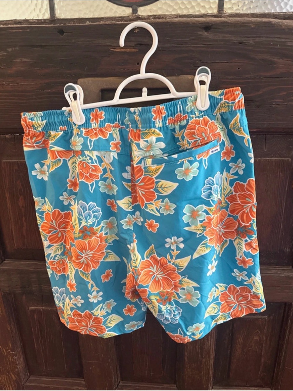 Mens Hurley Floral Two-Piece Shirt & Shorts Set - Turquoise & Orange - Picture 4 of 4